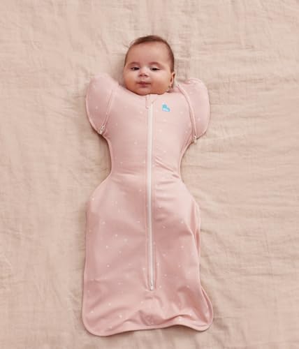 Image of Love to Dream Swaddle Up Transition Bag, 1.0 TOG, 19-24 lbs, Stage 2, Zip-Off Wings, Gently Help Baby Transition from Being Swaddled to Arms Free when showing signs of rolling, Powder Pink Twinkle