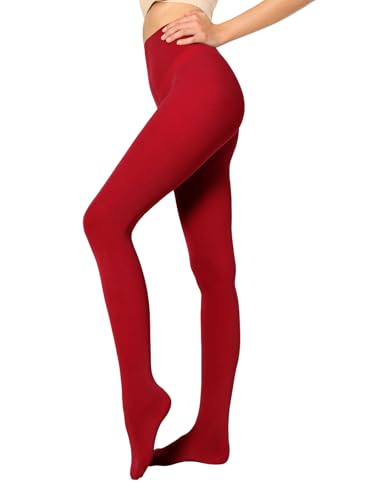 Image of Women's 80 Denier Semi Opaque Tights High Waist Soft Solid Color Footed Pantyhose