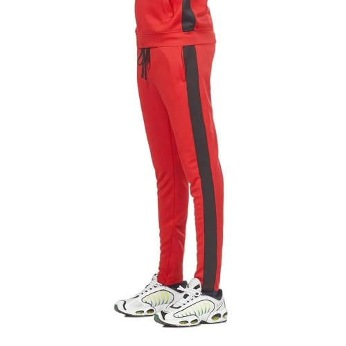 Rebel Minds Men Track Pants - Stylish Men's Sweatpants, Joggers for Men, Athletic and Casual Wear, with Pockets Red Black