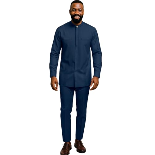 African Suits for Men Dashiki Shirt Pant Two Piece Outfits Casual Clothes Nigerian Attire