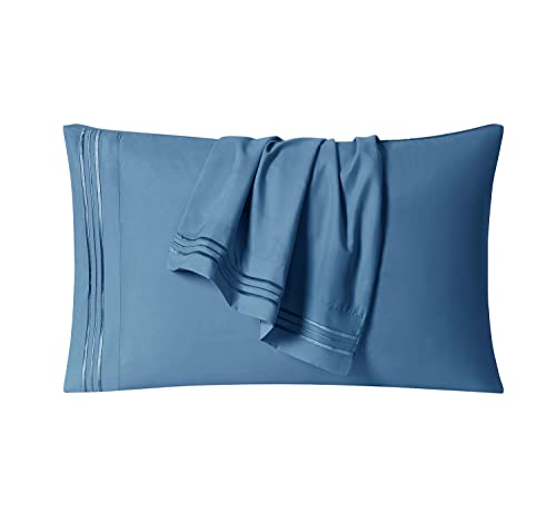 Clara Clark Bed Sheets, Premier 1800 Series 4 Piece Bed Sheet Set, Deep Pocket, Wrinkle, Fade, Stain Resistant, Luxury Soft Bedding Sheets & Pillowcases, Twin, Blue Heaven by Clara Clark - Used condition - Image 7