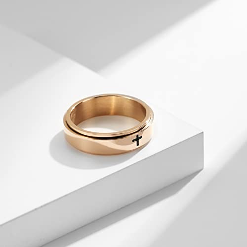 COLORFUL BLING Egypt Eye of Horus Cross Anxiety Spinner Ring Ankh Titanium Stainless Steel Rotating Fidget Ring Stress Relieving Wedding for Him Her Couple Promise Lover Jewelry4