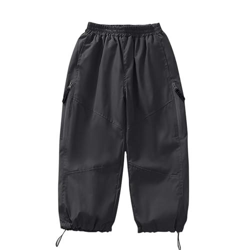 AMhomely Kids Waterproof Cargo Joggers, Dark Grey, 11-12 Years