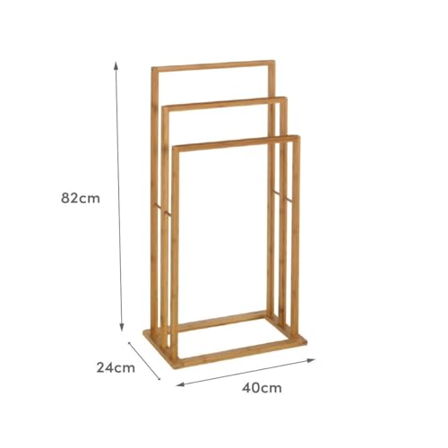 Toallero múltiple Natural de Madera de bambú de 40x24x82 cm - LOLAhome - imagen 2