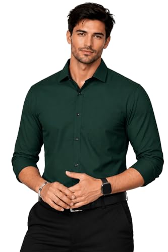 Image of Teaserwear Mens Slim Fit Casual Shirt | Solid Polo Neck Design | Premium Cotton Blend Fabric | Full Sleeve Formal and Casual Wear for Men