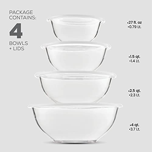 Superior Glass Mixing Bowls With Lids - 8-Piece Mixing Bowl Set With Bpa-Free Lids, Space-Saving Nesting Bowls - Easy Grip & Stable Design For Meal Prep & Food Storage -Glass Bowl For Cooking, Baking #TOP7