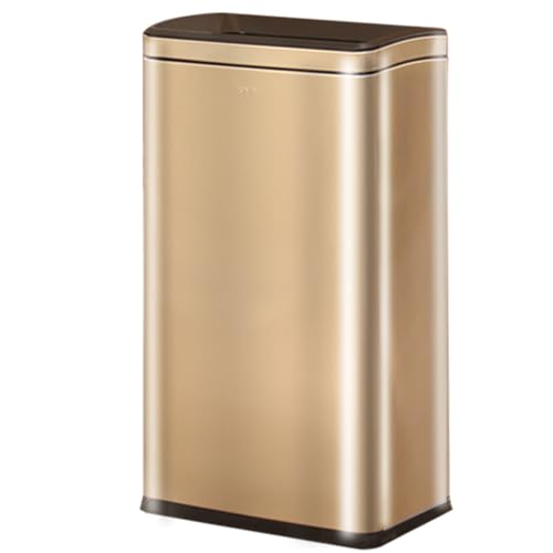 Image of 10.4 Gallon Large Metal Kitchen Garbage Can, Stainless Steel Trash Can, Open Top, Tall, Gold Wastebasket for Home Bathroom Hotel Lobby Office (40L Gold)