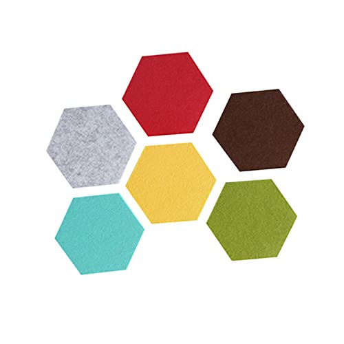 Angoily Hexagon Wall Stickers Set 6 Pieces Felt Bulletin Board Adhesive Stickers for Classroom Home Office Random