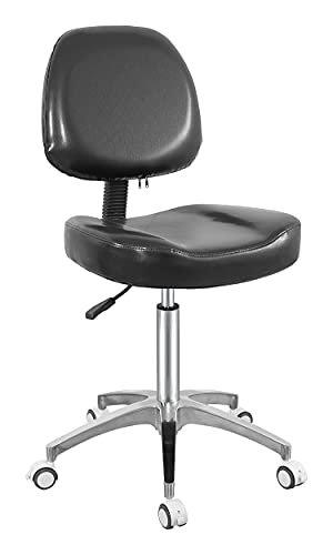 Bokoak Office Task Chair Rolling Stool for Workbench Shop Work Office Esthetician Massage Tattoo,Adjustable Swivel Stool Chair (Black)