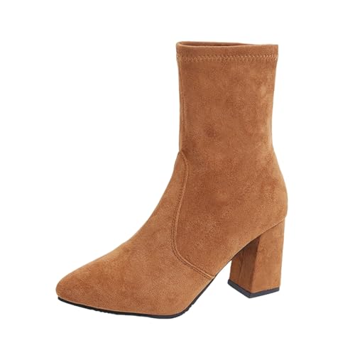 Bottes d'automne à bout pointu et daim épais de haute qualité