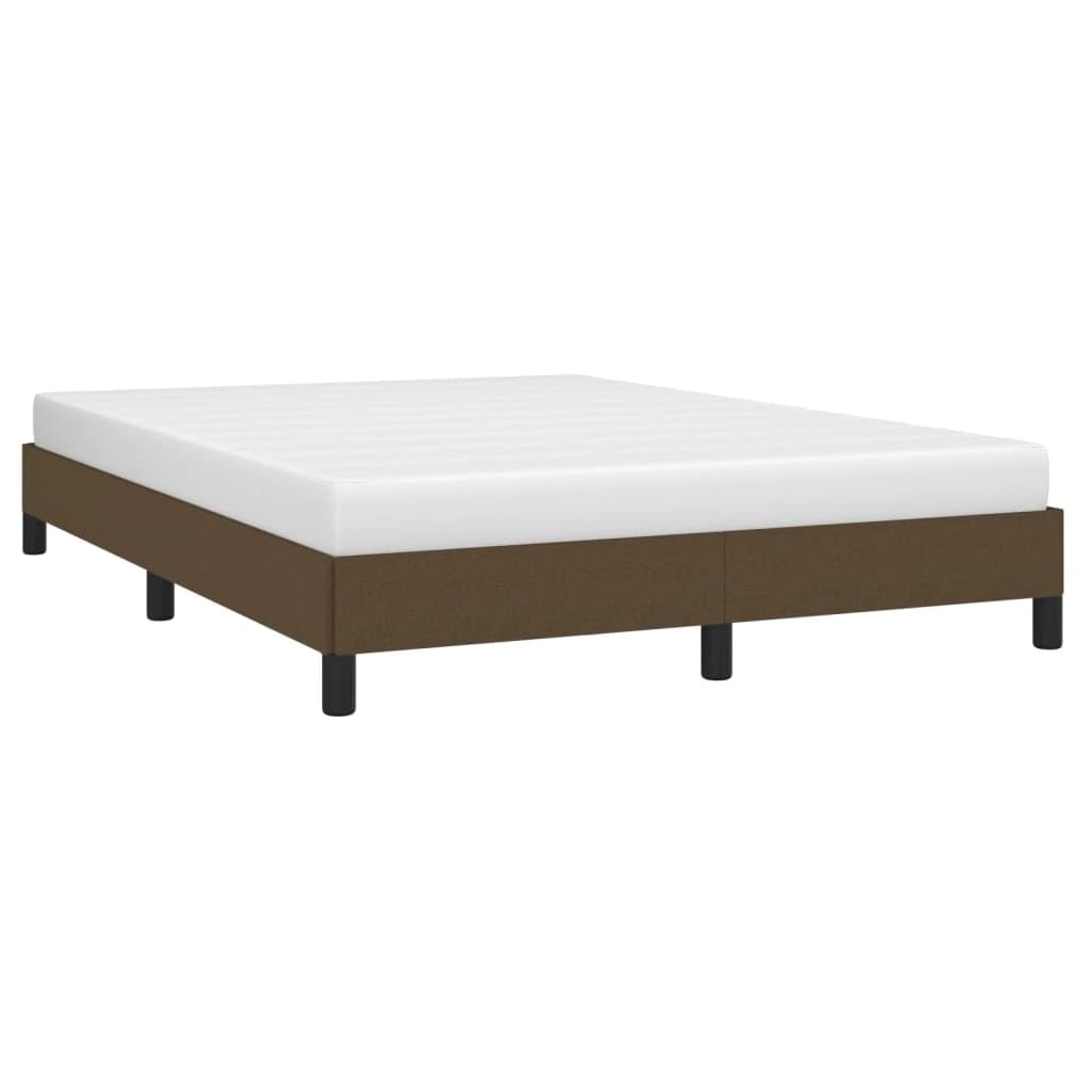 vidaXL Estructura de Cama Matrimonial Somier Tapizado Dormitorio Habitación Muebles Mobiliario Cuarto Descanso de Tela Marrón 140x190 cm