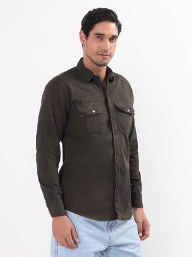 Image of Premium Men Plain Shirt Full Sleeve | Button Down Collar RFD Lightweight Fabric | Regular Fit Casual Wear Shirt with Double Pocket Design