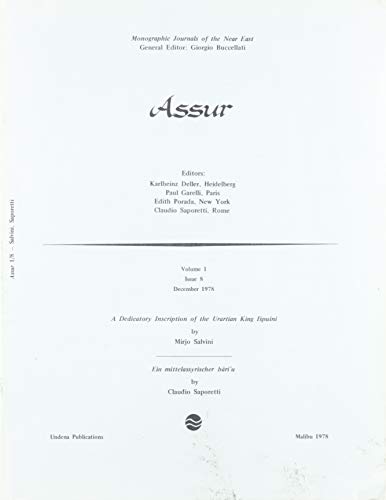 A Dedicatory Inscription of the Urartian King I... 0890039925 Book Cover