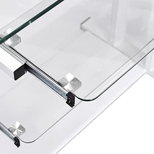 HOMCOM Computer Desk Glass Table Workstation Laptop pc desk mobile with wheels White
