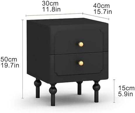 Mid Century Modern Wood Nightstand - 2 Drawer Bedside Table & Storage End Table for Living Room - Stylish White Sofa Side Table (40cm/15.7in)