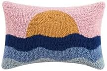 Peking Handicraft Sunset Hook Pillow, Wool and Poly Velvet