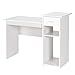 Tangkula Modern White Desk with Storage Drawer & Shelves, Compact Study Desk for Small Spaces