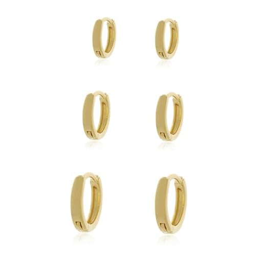 Brinco Trio Kit Argolas Lisas Semi Joias Banhado Ouro 18k