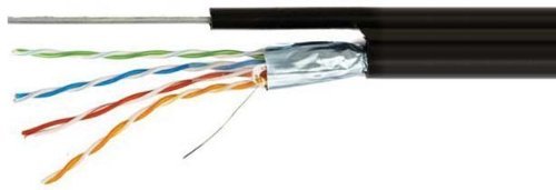CERTICABLE 400' FT. CAT-5E Outdoor Shielded Aerial SELF Supporting with Steel Messenger NO CONNECTORS