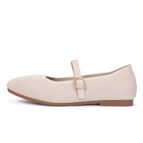 Image of Frank Mully Womens Casual Flat Shoes Square Toe Shoes Knitted Mesh Flat Comfort Work Flat Shoes for Daily Washable