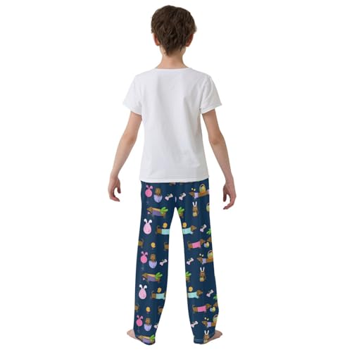 ZZXXB Happy Easter Dachshund Boys Long Pants Soft Trousers Elastic Waist Kids Lounge Bottoms with Pockets S-XL3