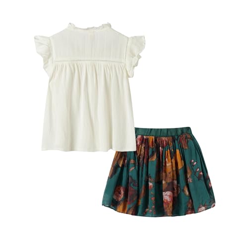 Image of Mud Kingdom Beautiful Girl Skirt Set Floral Ruffle Sleeveless Summer Casual Clothing