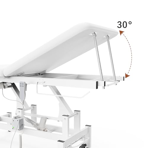 Image of Dolonm 2 Motors Electric Massage Table, Hydraulic Electric Lift Adjustable Waist and Height Lifting Functions for Treatment, Physical Therapy, Spinal Massage, Facial Spa, Waxing, Tattooing - White
