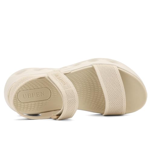 Image of UBFEN Womens Comfortable Walking Sandals with Cushioned Sole | Non-Slip Rocker Bottom, Arch Support, Adjustable Straps, Lightweight Water Sport Platform Summer