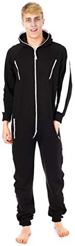 newfacelook Onesie Herren Jumpsuit Streifen Einteiler Schlafanzug Schlafoveralls Herren Fleece Overall Cover