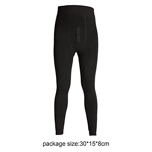 Vaveren 2X Men's Thermal Pants, Elastic Comfortable Tights, High Waisted Long Johns Bottom, Casual Winter Warm Trousers, Thermal Base Layer Pant Black