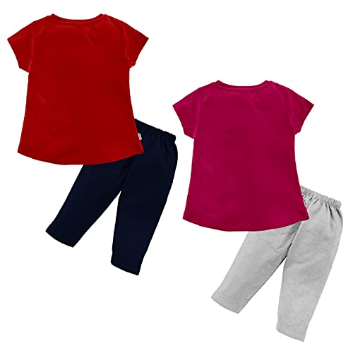 Image of NammaBaby Girl Cotton Night Suit Tshirt Shorts Capri Pyjama Set - Multipacks