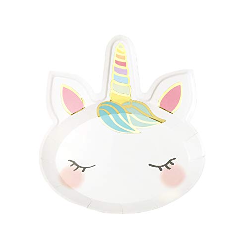 8 Einhorn Party Pappteller von Talking Tables. Geburtstag, Babyfeier, Kostümparty, Märchenparty. 8er Pack, Papier, UNICORN-PLATE-FACE