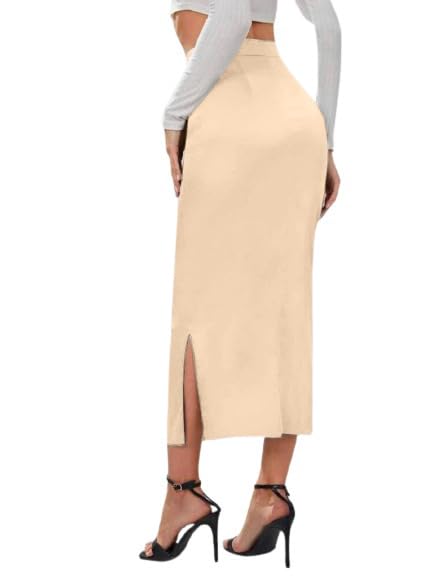 Image of Dream Beauty Fashion Casual Polyester Blend with Side Slit Black Skirt /Petticoat /Shapewear (Venue Skirt-1P)