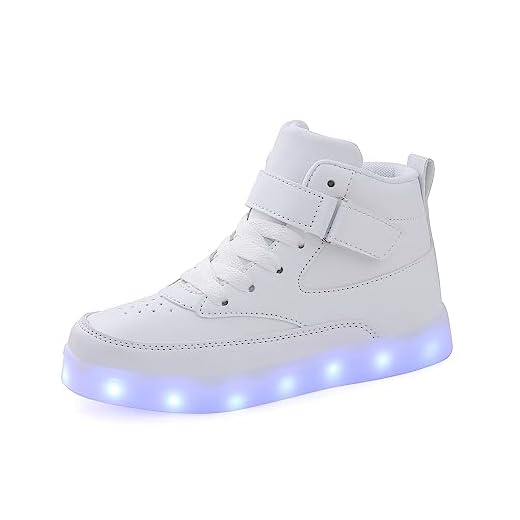 Voovix Unisex LED Shoes Light Up Shoes High Top Sneakers for Women Men white41