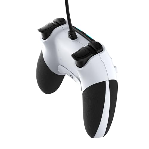 Wired Controller Gamepad for Playstation 4 with Advanced Programming Buttons Dual Vibration Shock Joystick Gamepad for PS4/PS4 Slim/PS4 Pro and PC (White)