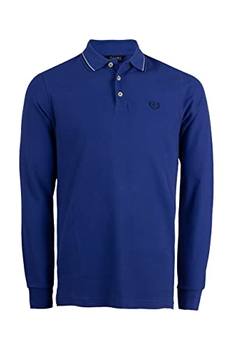 Stagione: Four season Coveri Polo manica lunga in tinta unita con bordi a contrasto, Azzurro L