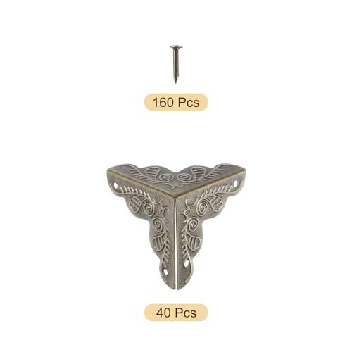 Image of uxcell 40Pcs Box Edge Guard, 25mm Decorative Box Corner Cover, Corner Protector, Vintage Stair Dust Corners with Screws, Bronze