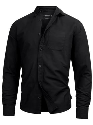 Indicode Herren Kepner Hemd mit Brust-Tasche aus Baumwolle | Herrenhemd für Männer Ultra Black, M