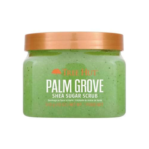 Tree Hut Palm Grove Shea Sugar Scrub, Exfoliating, Hydrating & Moisturizing Body Scrub with Shea Butter & Nourishing Essential Oils, Smooth & Soften Skin, 18 oz