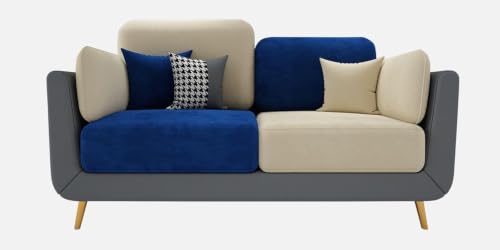 Image of Modern Sofa, 2 Seater with Decorative Cushions, Chesterfield Arm Three Seater for Living Room Guest Room Hotels & Office (2 Blue and Beige)