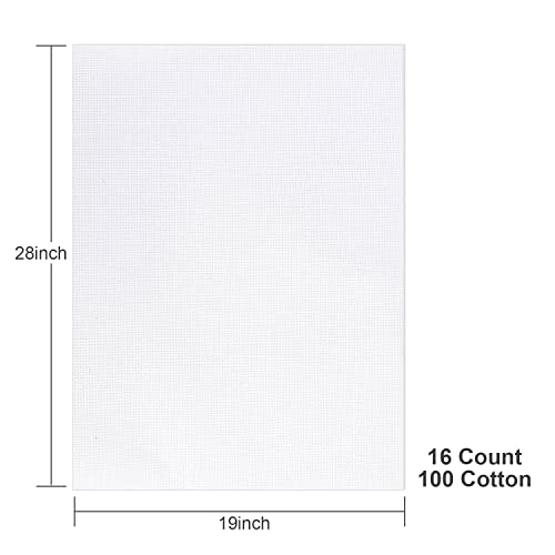 Image of Aida Cloth 16 Count Cross Stitch Fabric,19x28inch (16CT, White)