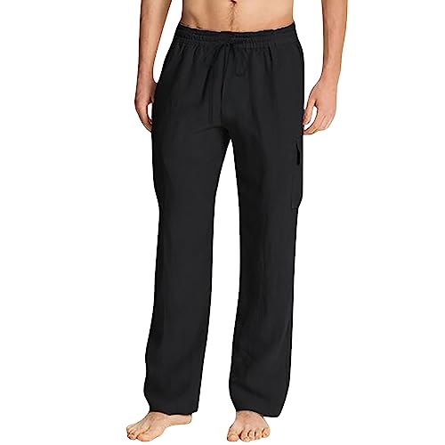 evzosrz Mens Casual Pants Loose Fit Yoga Beach Elastic Waist Drawstring Baggy Cargo Pant Trousers Overalls with Pockets