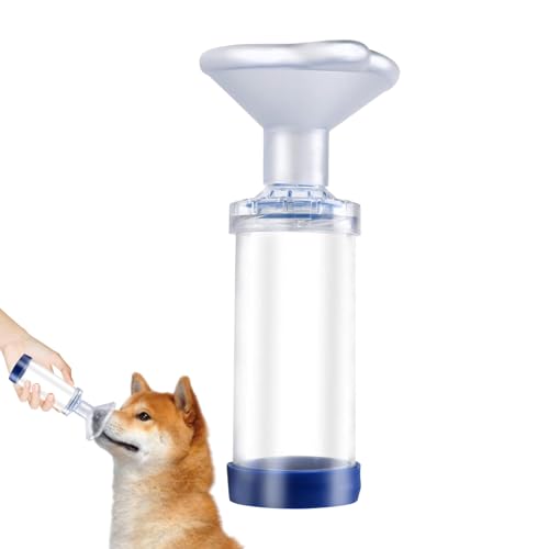 Lesunty 猫/犬用吸入器スペーサー、低抵抗吸入バルブを備えた効果的なハンドヘルドスペーサー、猫犬用吸入マスク、ハンドヘルド吸入器小型または中型犬用の軽量吸入器チャンバー、猫