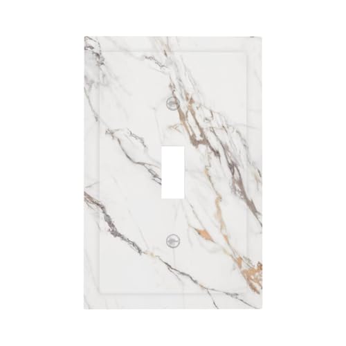Decorative Light Switch Plate Covers Modern Grey Gold Marble Texure 1 Gang Light Switch Cover Plate Single Toggle Wall Plate Outlet Covers Wall Plate Faceplate for Kitchen Home Decor