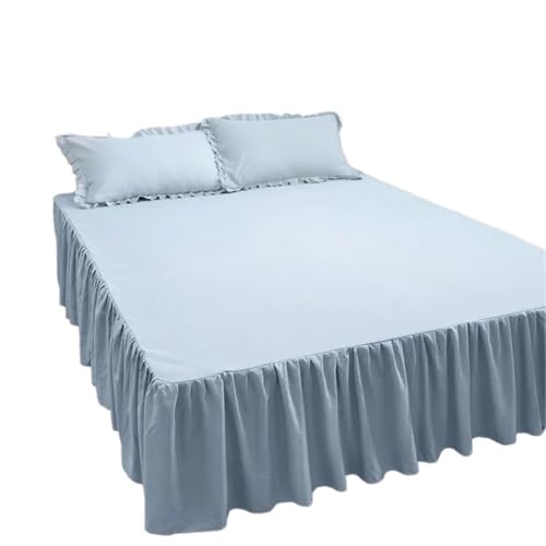 Cubre Canape Faldones de Cama Color Caramelo, Suaves y Antideslizantes, Protectores colchón Lisos for Individual Doble(Blue-no Pillowcase,180x200cm)