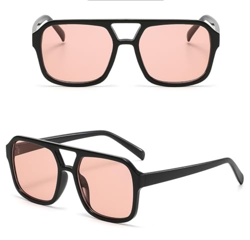 Image of Retro 70s Square Aviator Sunglasses Women Men Vintage Rectangle Sunglasses Flat Frame Trendy Shades