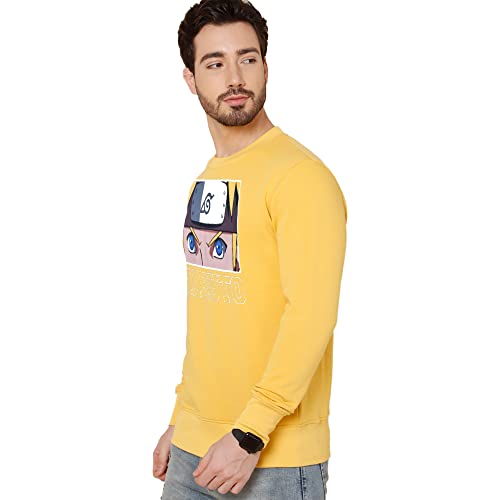 Image of Free Authority Men's Cotton Blend Crew Neck Sweatshirt (8905030609402 Yellow 2XL)
