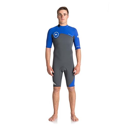 Quiksilver Syncro Series 2MM Neoprenanzug mit Reißverschluss und kurzem Neoprenanzug Gunmetal Royal Blue - Leichte Materialien