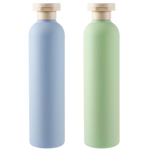 Molain Quetschflaschen, 2 Stück Auslaufsicher Squeeze Reise Container, 260ml nachfüllbare Kunststoff-Reisebehälter leere Flaschen Portable Reiseflaschen für Shampoo Cremes Lotion Spülung (blau+grün)
