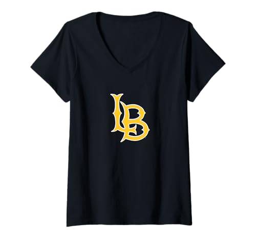 Womens Long Beach State 49ers Icon Logo Officially Licensed Black V-Neck T-Shirt